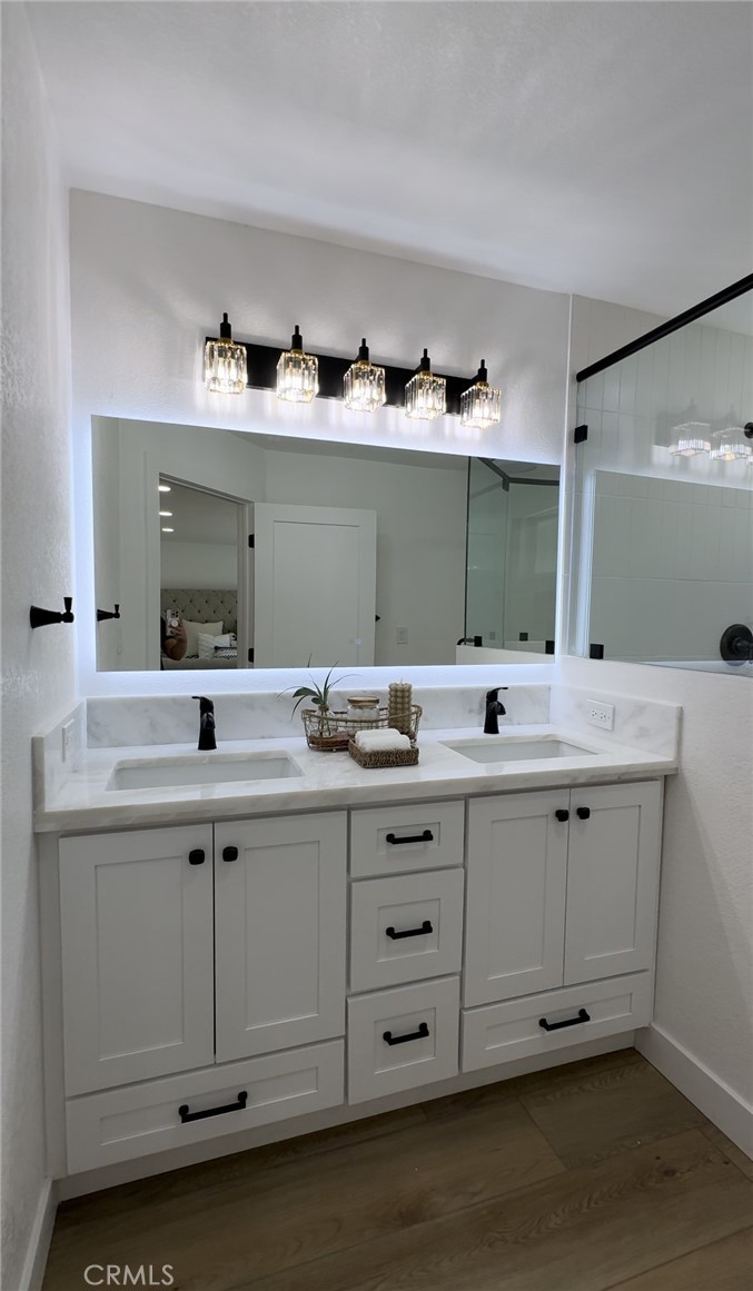 Remodeled bathroom with double vanity