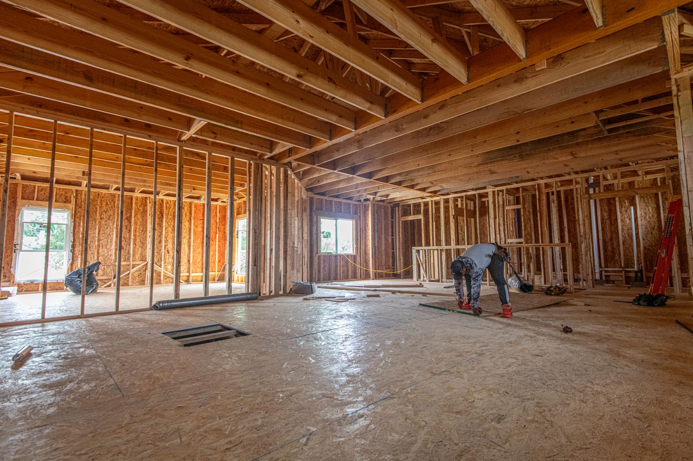 Interior framing of a new residential build